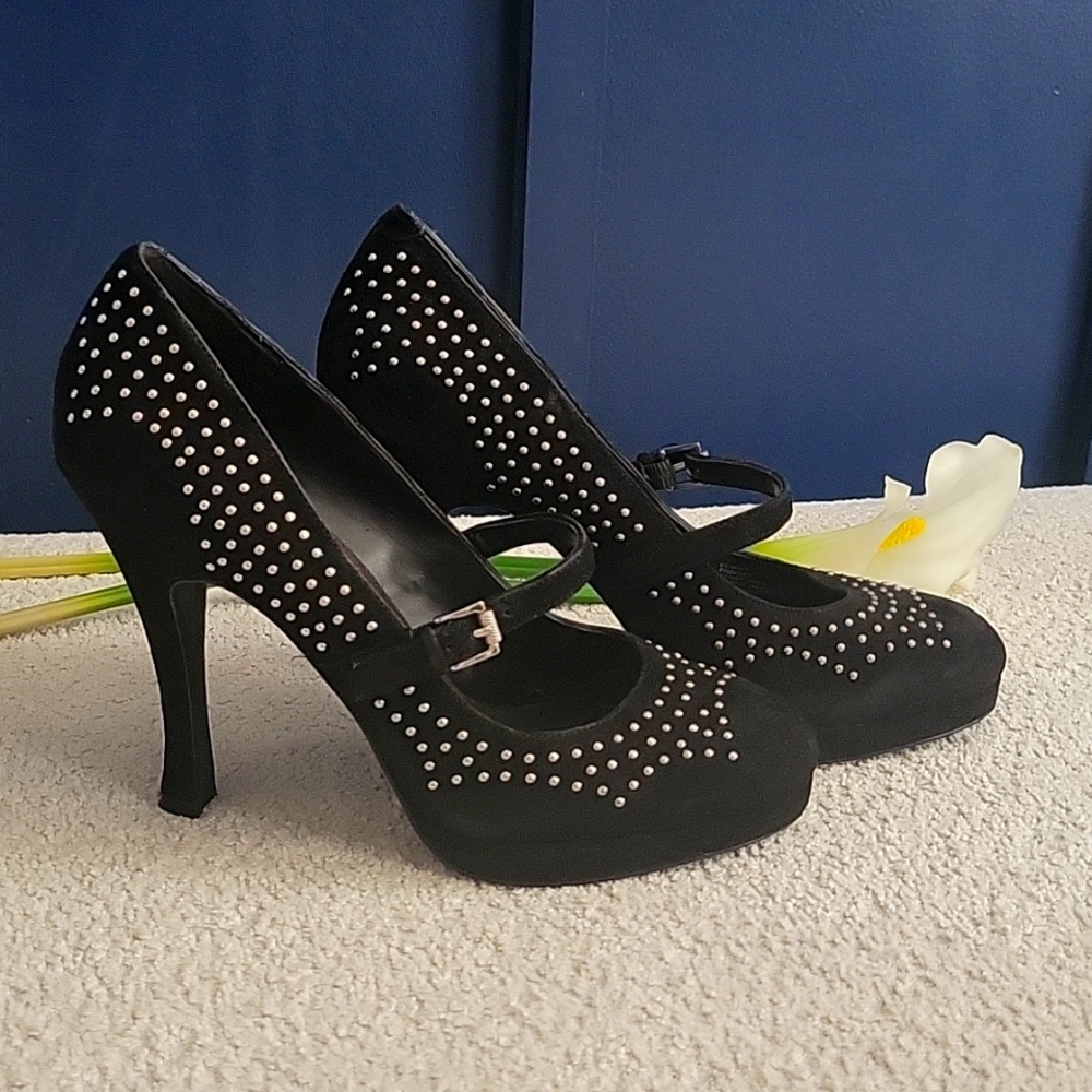 BCBGeneration Black Suede Heels  8.5